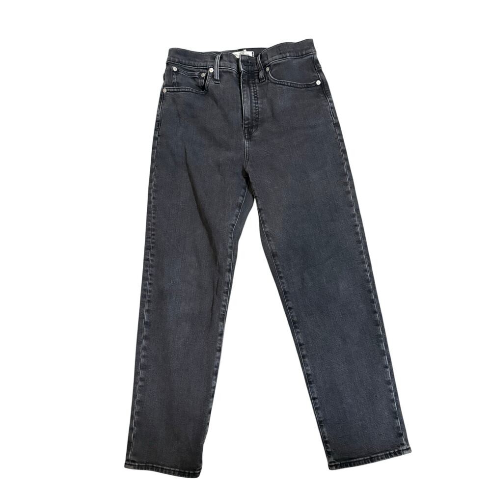 Madewell Black Classic Straight Leg Jeans 27 High Rise Cropped Black Denim NWOT - Picture 8 of 8